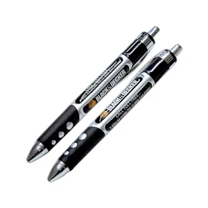 Retrak - Three-sided Retractable Pen With Silver Metal Plunger, Clip And Tip