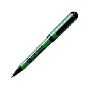 Twist Cap Pen With Rounded Top Plastic Body And Black Clip, Band And Tip
