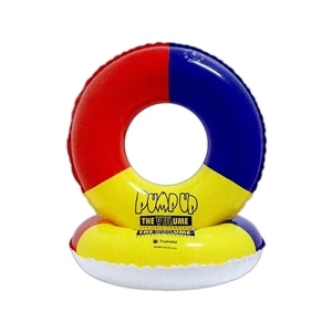 Heavy Vinyl Inflatable Swim Ring, Multicolor On One Side, White On Reverse