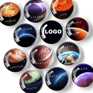 1 3/5 " Circle Domed Crystal Glass Fridge Magnets