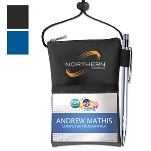 Vinyl Multi-Pocket Credential Wallet with Pen Holder