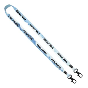 Custom Logo 3/4" Double Ended Dye-Sublimated Lanyard with Metal Crimp an