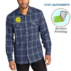 Port Authority Long Sleeve Ombre Plaid Shirt