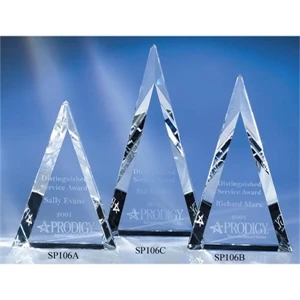 Aurora - 4 1/8" X 1 1/4" X 5 7/8" - Aurora Triangle-shaped Crystal Award By Crystal World