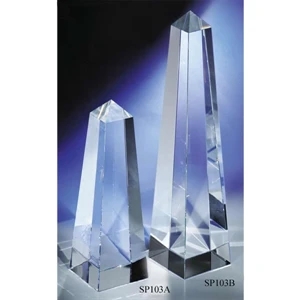 2 3/8" X 2 3/8" X 7" - An "obelisk" Crystal Award By Crystal World. Sp103