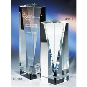 Excellence - 3 1/8" X 3 1/8" X 5" - E X Cellence Crystal Award By Crystal World With Slanted Front