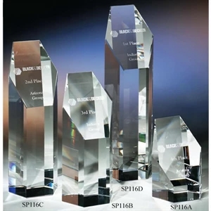 President - 2 1/2" X 2 1/8" X 8" - The "prestige" Crystal Hexagonal- Shaped Award By Crystal World. Sp116
