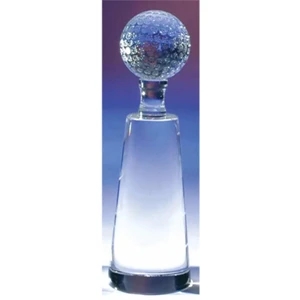 2 3/8" X 2 3/8" X 7 1/2" - Crystal Golf Tower Award With Golf Ball On Top