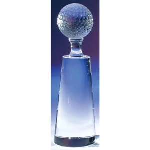 2 7/8" X 2 7/8" X 9 1/2" - Crystal Golf Tower Award With Golf Ball On Top