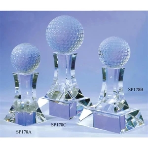 Golf Classic - 3 7/8" X 3 1/2" X 6 1/2" - Golf Classic Crystal Golfing Award By Crystal World. Sp178