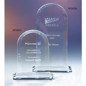 Silhouette Series - 5 1/4" X 2 3/8" X 9" - Silhouette Optical Crystal Arch Shape Award With Base