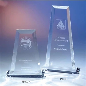 Vision - 5 1/4" X 2 3/8" X 9" - The "silhouette" Crystal Award On Base By Crystal World. Sp303