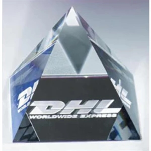 3 1/8" X 3 1/8" X 2 3/4" - The "pyramid", Pyramid Shaped Crystal Paperweight By Crystal World