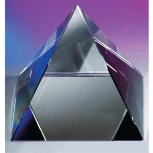 5" X 5" X 4 3/8" - The "pyramid", Pyramid Shaped Crystal Paperweight By Crystal World