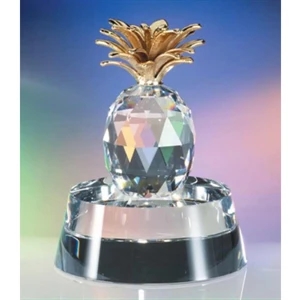 Golden Pineapple - Golden Pineapple Crystal Figurine By Crystal World On Base
