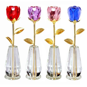Crystal Rose Flower with Vase Wedding Favors