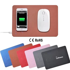 Ultra-Slim Leather Qi Wireless Charging Pad Mouse Mat