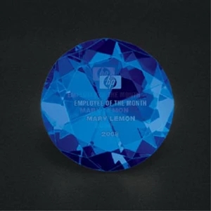 CRYSTAL SPARKLING DIAMOND AWARD / PAPERWEIGHT - 4" DIAMETER