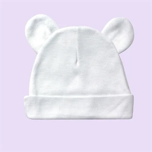 Baby Bear Ears Beanie Hats White- Laughing Giraffe®