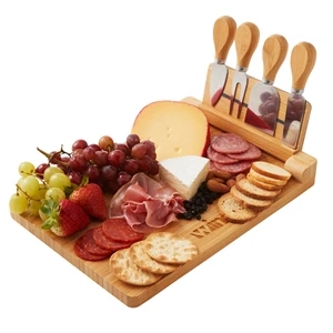 5 Piece Magnetic Bamboo Cheese Board Charcuteri Set