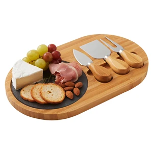 4 Piece Oval Slate Cheese Board Charcuterie Set