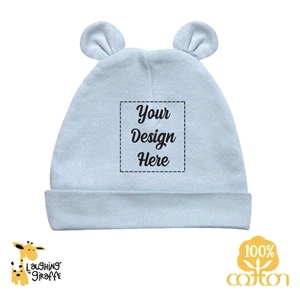 Baby Beanie Hat w/Bear Ears Blue or Leopard LaughingGiraffe®