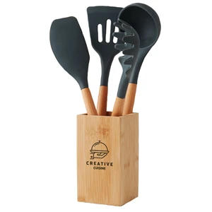 5-piece Bamboo with Silicone Kitchen Utensil Set