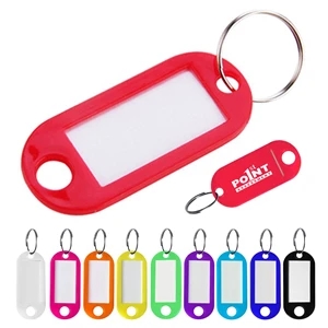 Plastic Key Tag With Label Window Ring Holder