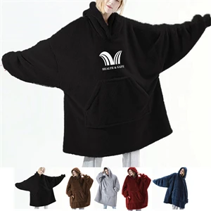 Custom Logo Fleece Hoodie Wearable Blanket