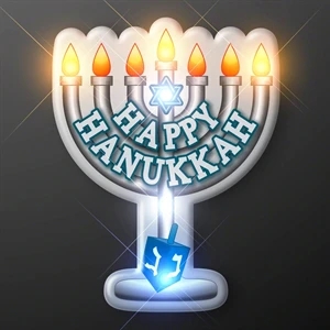 Happy Hanukkah LED Menorah Light Pin