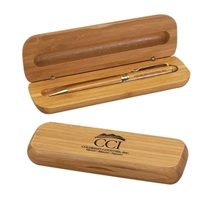 Bamboo Case With Pen Gift Set