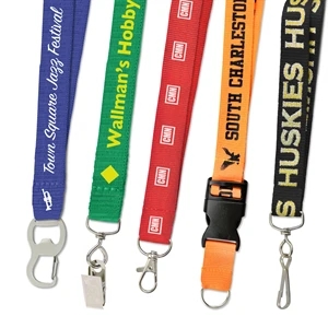 1" Custom Silkscreen Lanyards, Flat Ribbed Polyester