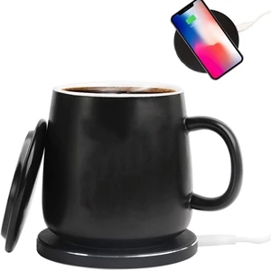 Custom Logo 2 IN 1 Heating Mug Warmer Set with Wireless Charger