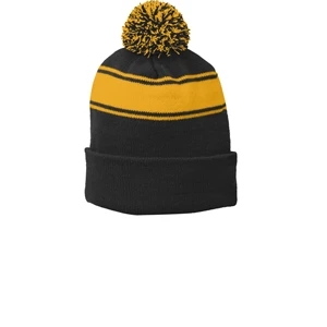 Sport-Tek Stripe Pom Pom Beanie.