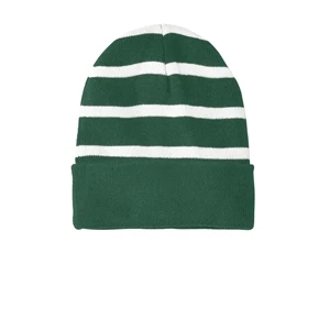 Sport-Tek Striped Beanie with Solid Band.