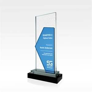 Blue Crystal Award - Black Base - Verge