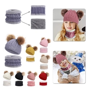 Lovely Pompom Kids Beanie Set