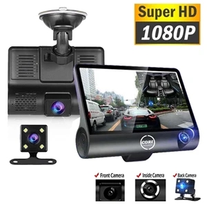 3 Lens Cameras Car Dash Cam with 4 inch Reverse Full Screen