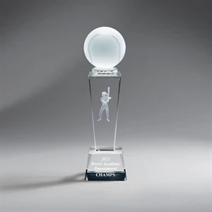 Crystal Column Award with Ball, Female Softball