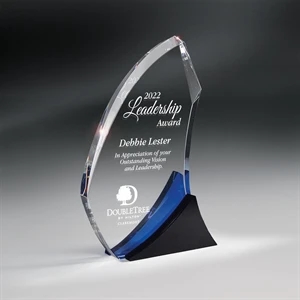 Clear Crystal Award with Blue & Black Accents