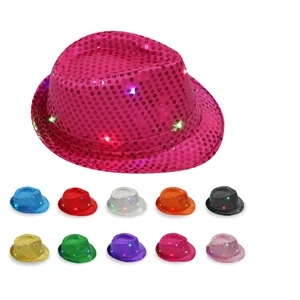 LED Light Up Sequin Fedora Party Hat