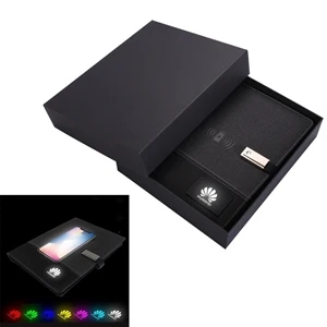 LED LOGO Charging NoteBook with USB Drive Gift Set