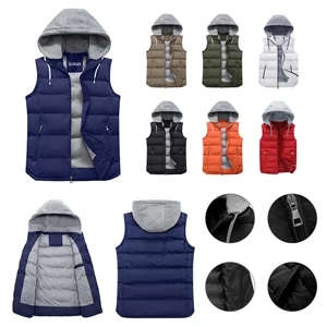 Removable Hooded Padded Puffer Vest