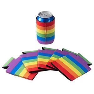 Custom Logo Rainbow Neoprene Beer Can Cooler Holder