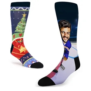 Mid calf crew 360 digital print socks w/ Full color logo