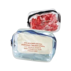 Cosmo Pack - Clear Cosmetic Bag With Colored Accent, W 6 1/2" X 4 1/2" X 2 1/2" Gusset