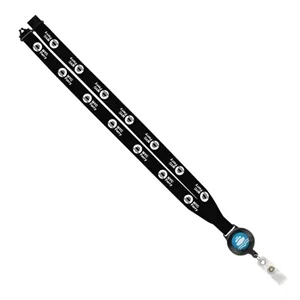 Custom Logo 3/4" Import Polyester Lanyard with Metal Crimp & Retractable