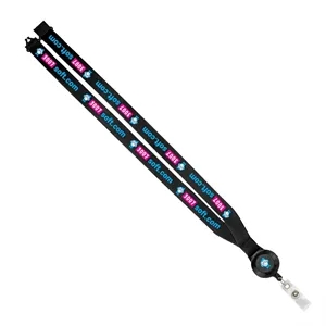 Custom Logo Import Lanyard with Metal Crimp & Retractable Badge Reel