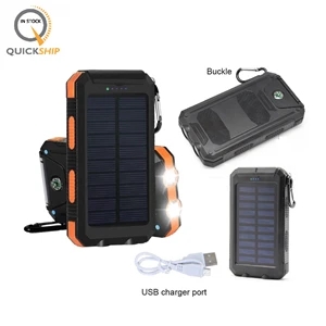 8000mah Waterproof Solar Power Bank w/Flashlight