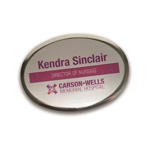 Metallic Full Color Name Badge 2" H x 2 1/2" W, Oval